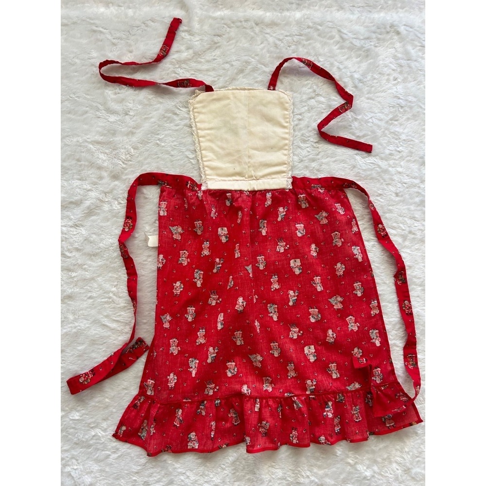 VTG 90s Gourmet Gallery Christmas Apron Quilted Bib Ruffle Trim EXCELLENT USA - Picture 6 of 7